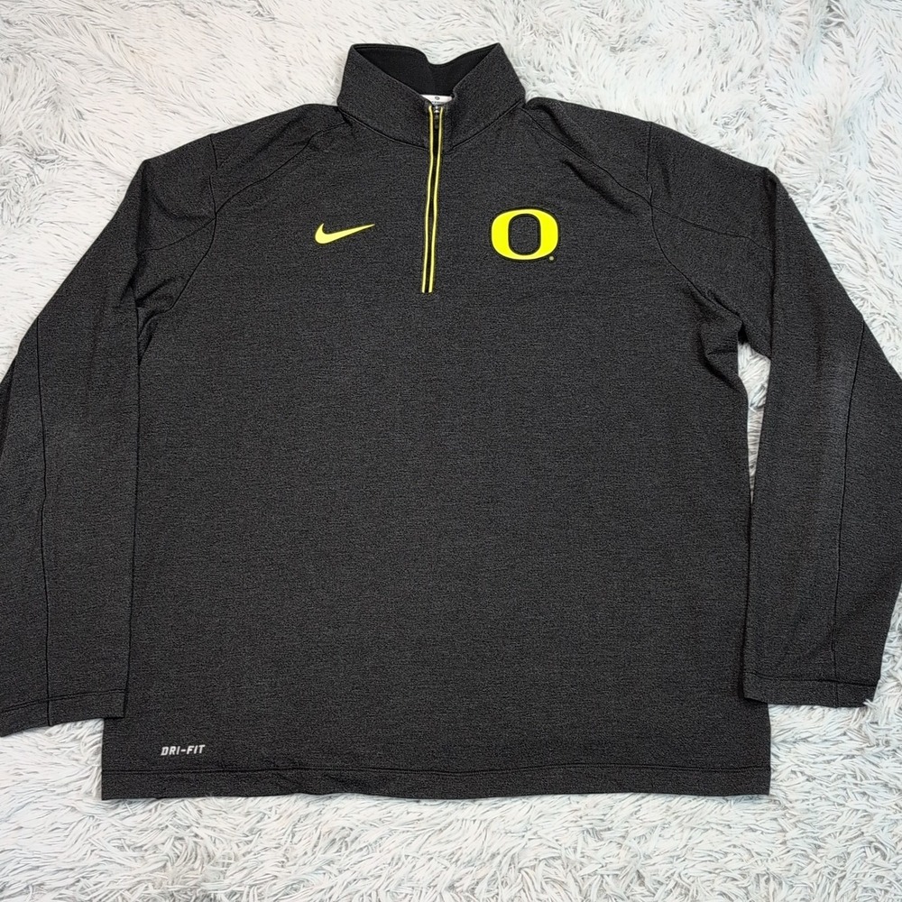 Nike Black Quarter-Zip Pullover with Yellow Oregon 'O'